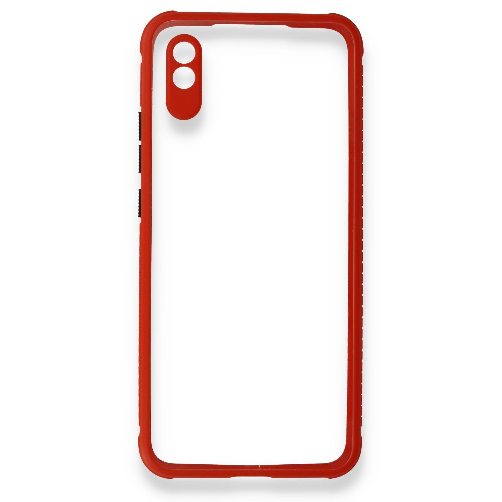 Redmi 9A Kılıf Miami Şeffaf Silikon - Kırmızı Redmi 9A Kılıf Miami Şeffaf Silikon - Kırmızı