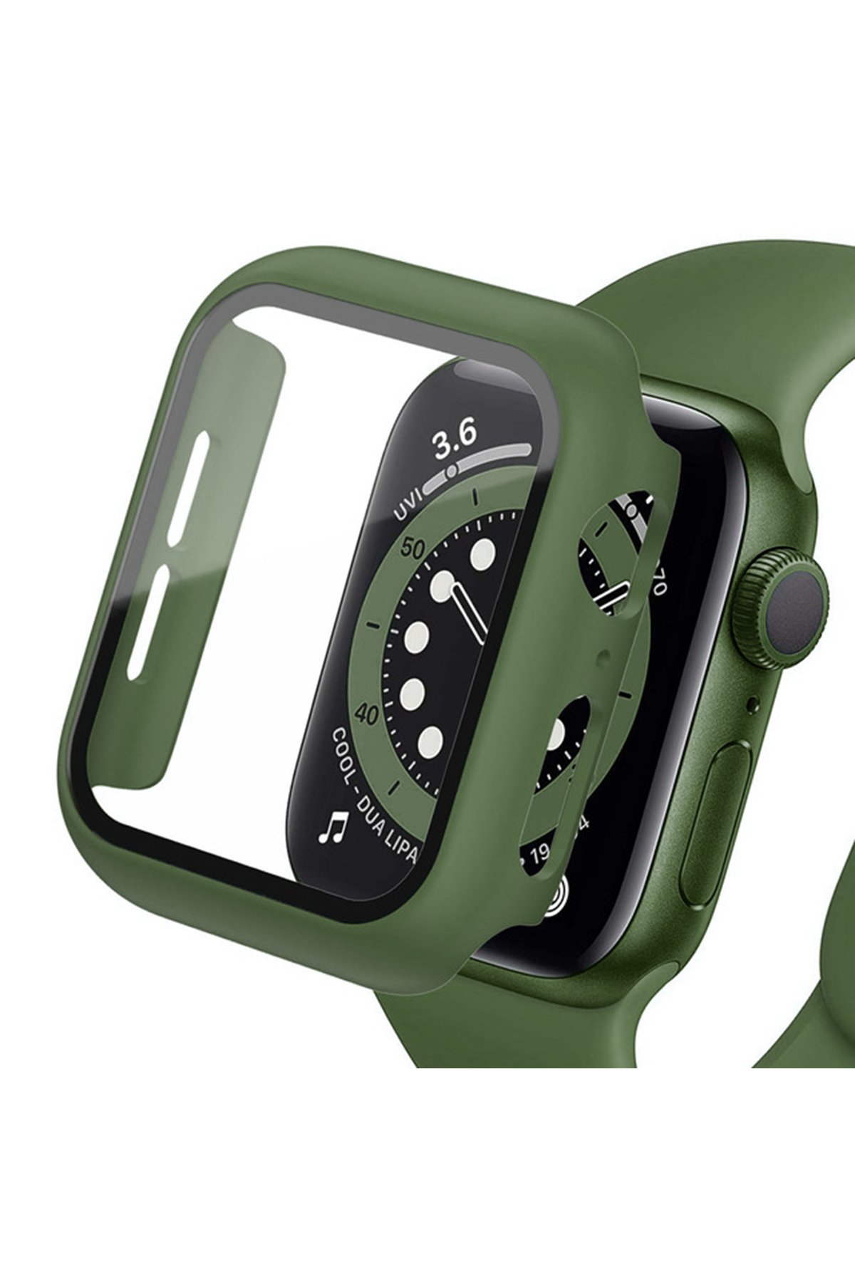  Apple Watch 41mm Camlı Kasa Ekran Koruyucu - Koyu Yeşil