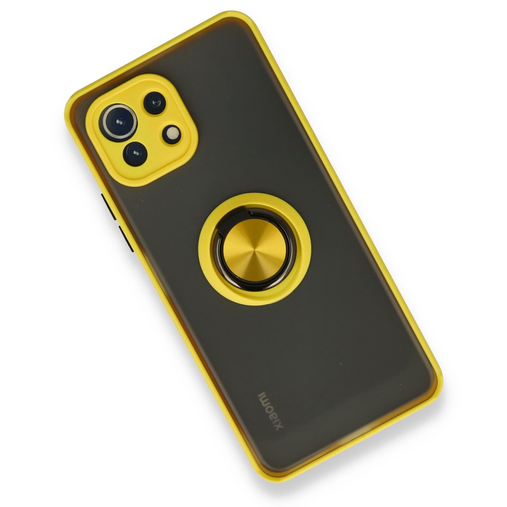 Xiaomi Mİ 11 Lite Kılıf Montreal Yüzüklü Silikon Kapak - Sarı  Xiaomi Mİ 11 Lite Kılıf Montreal Yüzüklü Silikon Kapak - Sarı