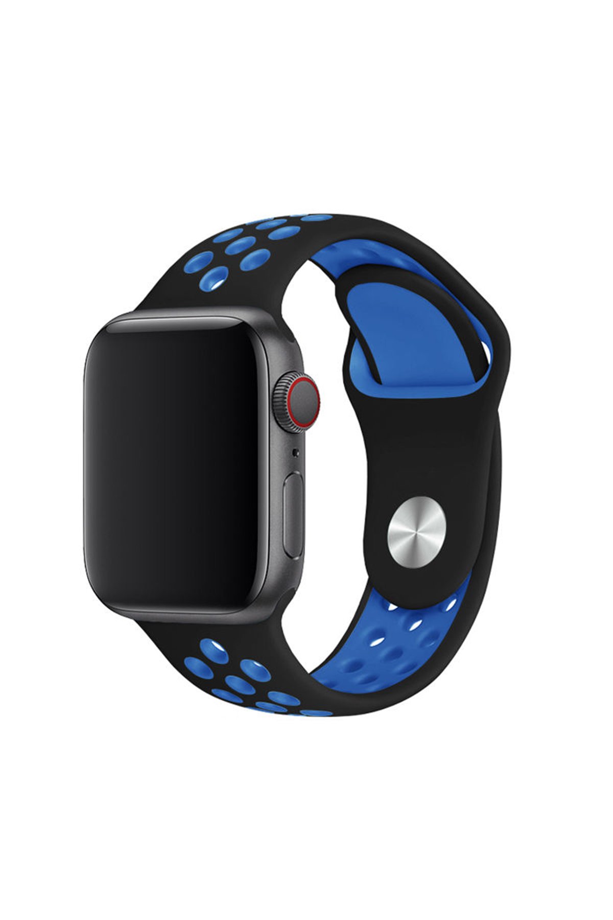  Apple Watch 41mm Spor Delikli Kordon - Siyah-Mavi