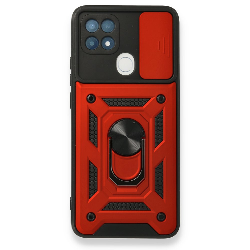  Oppo A15S Kılıf Pars Lens Yüzüklü Silikon - Kırmızı