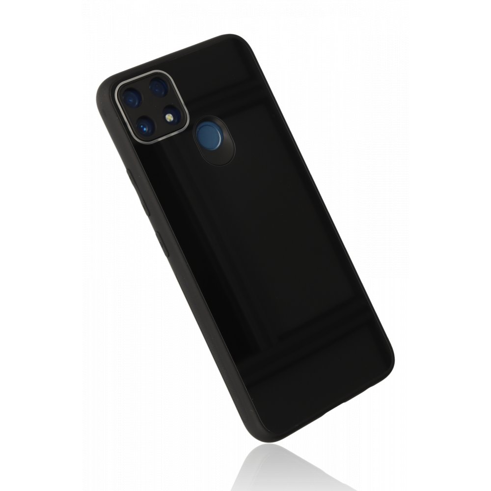  Realme C25s Kılıf Glass Kapak - Siyah