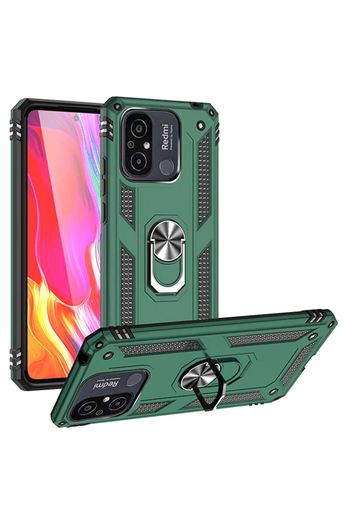 Redmi 12C Kılıf Sofya Yüzüklü Silikon Kapak - Yeşil