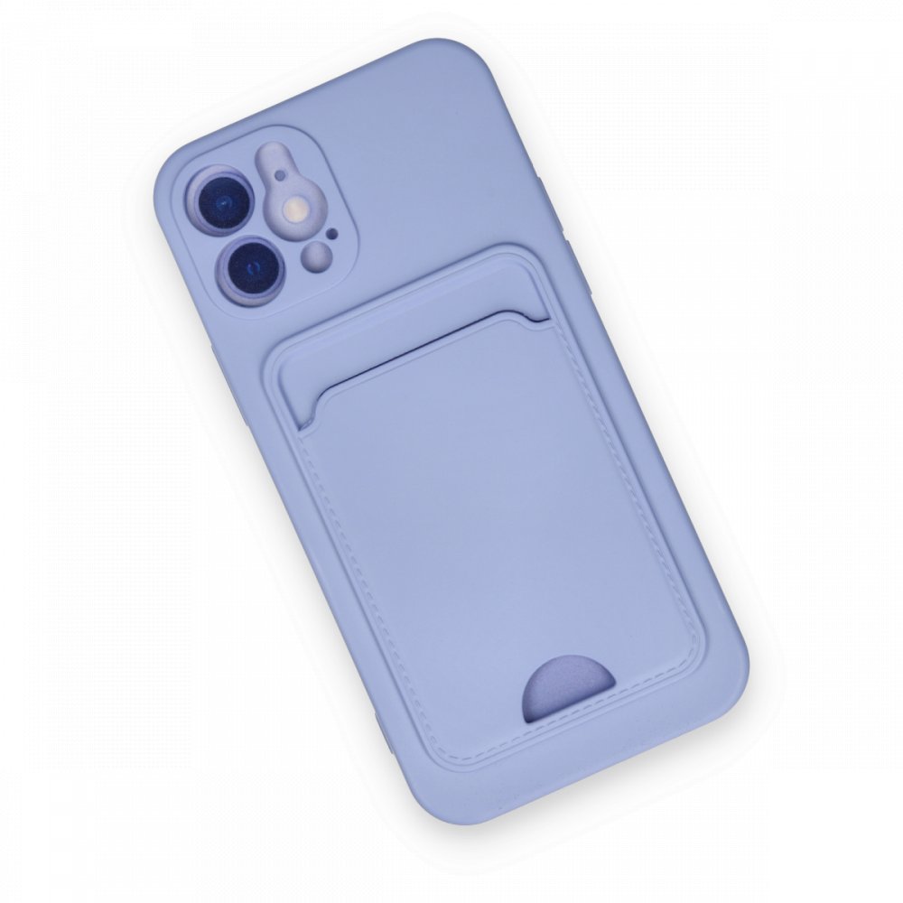  iPhone 12 Kılıf Kelvin Kartvizitli Silikon - Lila