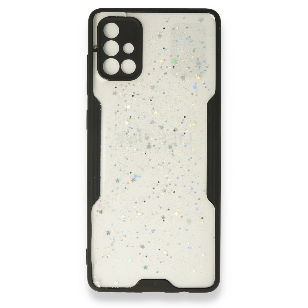  Samsung Galaxy A71 Kılıf Platin Simli Silikon - Siyah