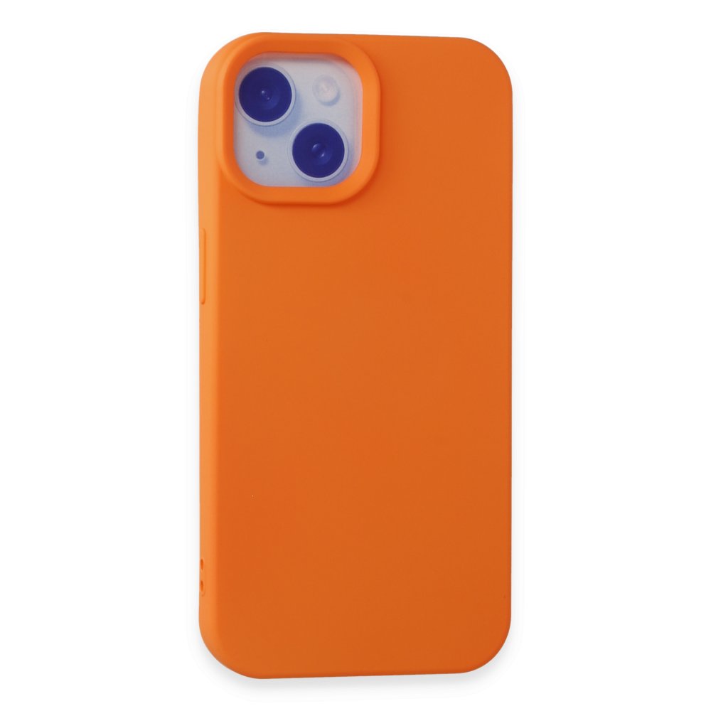  iPhone 15 Plus Kılıf Nano içi Kadife Silikon - Turuncu