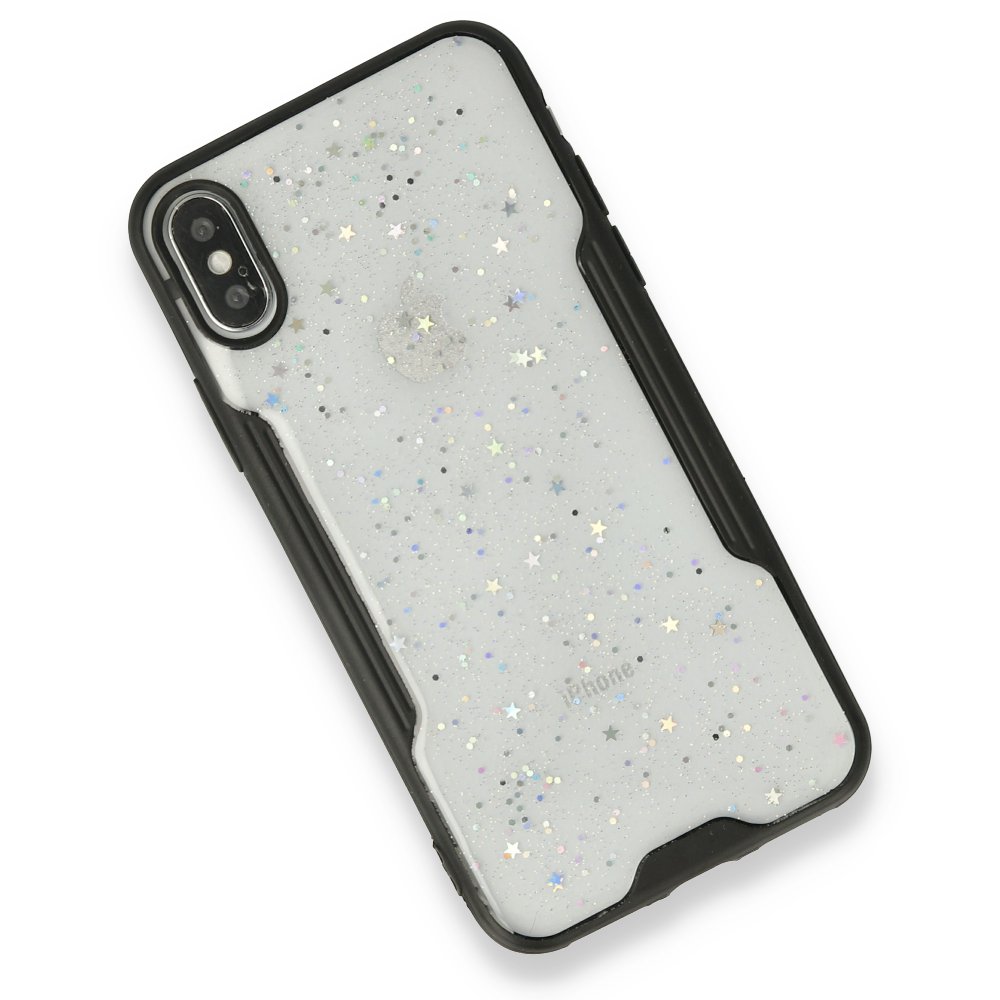 iPhone X Kılıf Platin Simli Silikon - Siyah  iPhone X Kılıf Platin Simli Silikon - Siyah