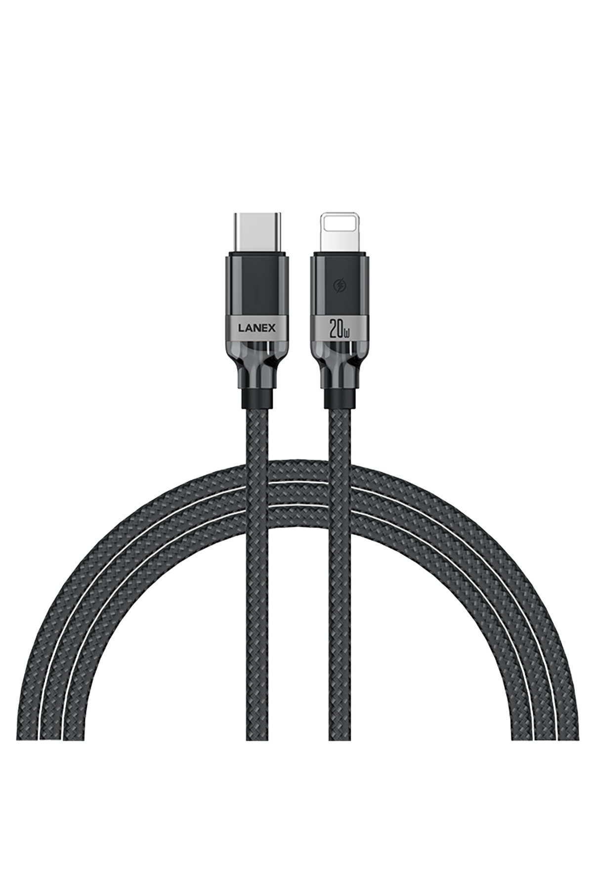 Lanex LS38CL 1.2M 20W Hasırlı Type-C to Lightning PD Hızlı Şarj Kablosu - Siyah Lanex LS38CL 1.2M 20W Hasırlı Type-C to Lightning PD Hızlı Şarj Kablosu - Siyah