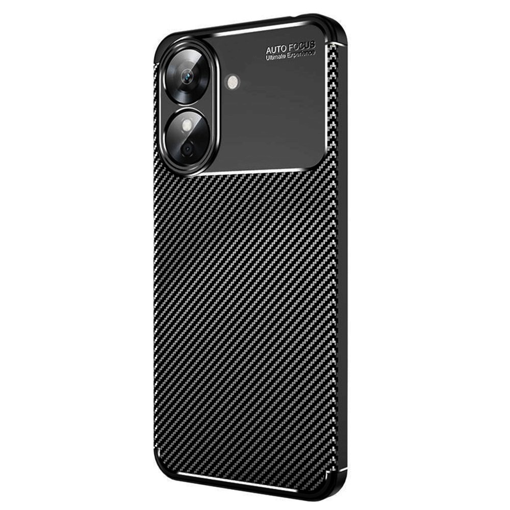 Realme Note 60 Kılıf Auto Focus Karbon Kapak - Siyah Realme Note 60 Kılıf Auto Focus Karbon Kapak - Siyah