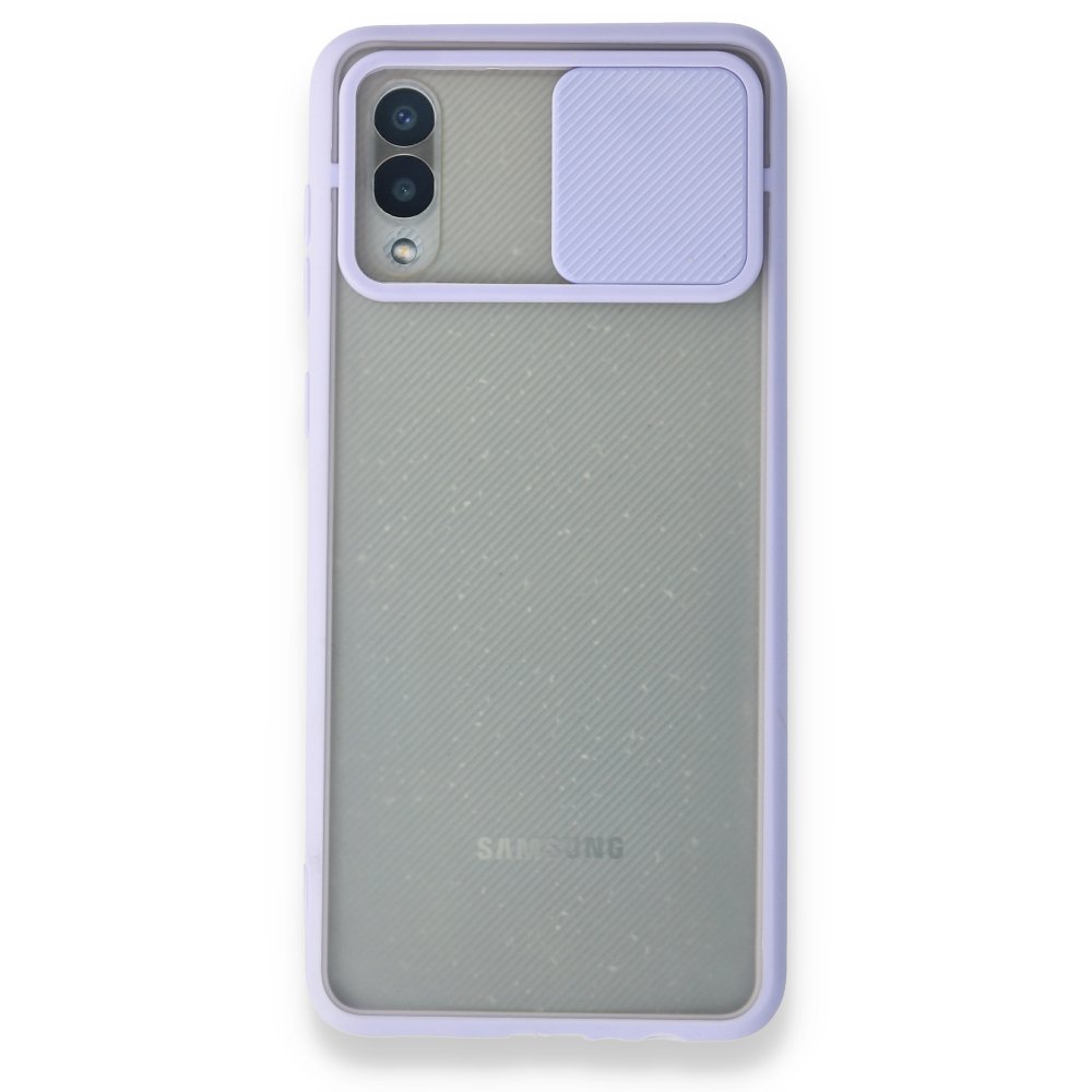  Samsung Galaxy A02 Kılıf Palm Buzlu Kamera Sürgülü Silikon - Lila