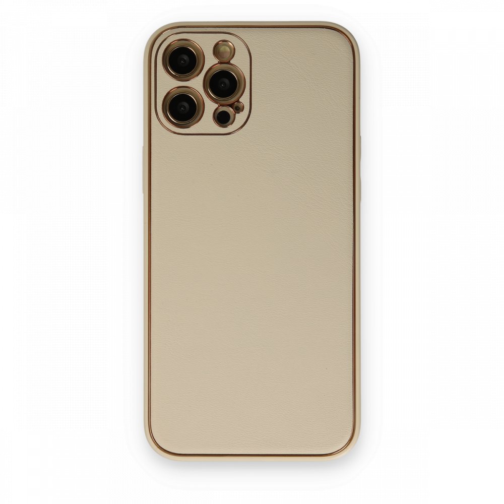  iPhone 12 Pro Max Kılıf Coco Deri Silikon Kapak - Gold