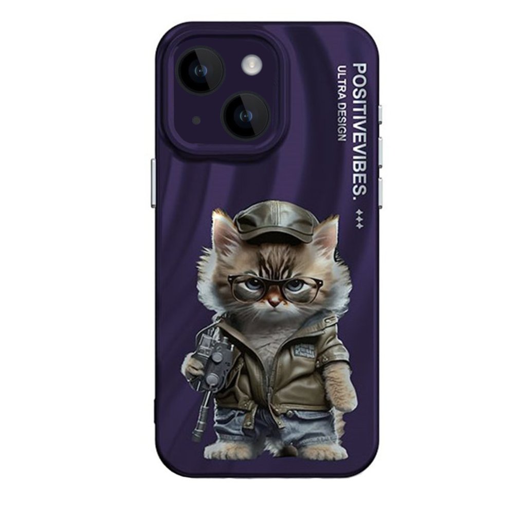  iPhone 15 Kılıf Crew Desenli Kapak - Kedi - 2