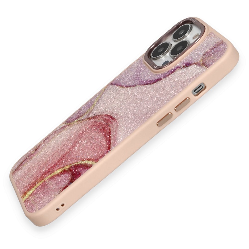 iPhone 12 Pro Kılıf Moda Simli Kapak - Rose iPhone 12 Pro Kılıf Moda Simli Kapak - Rose