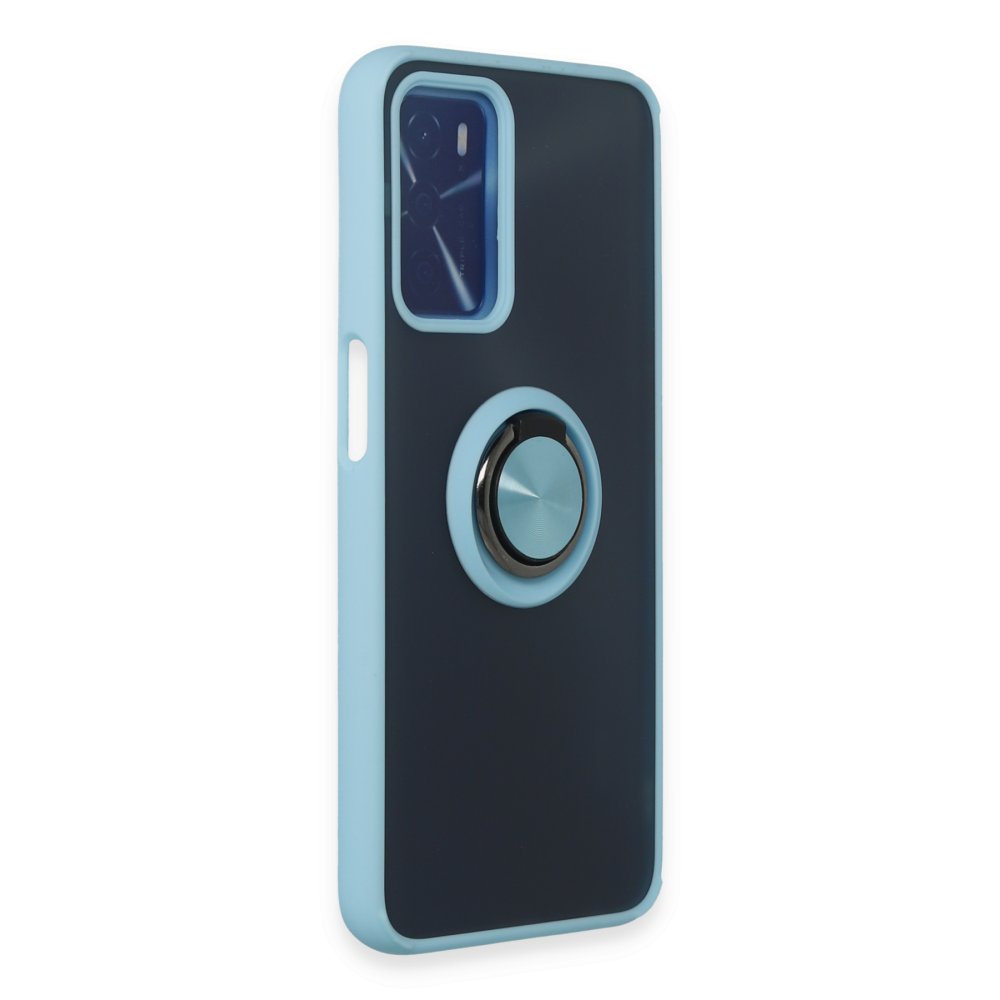  Oppo A55 Kılıf Montreal Yüzüklü Silikon Kapak - Buz Mavi