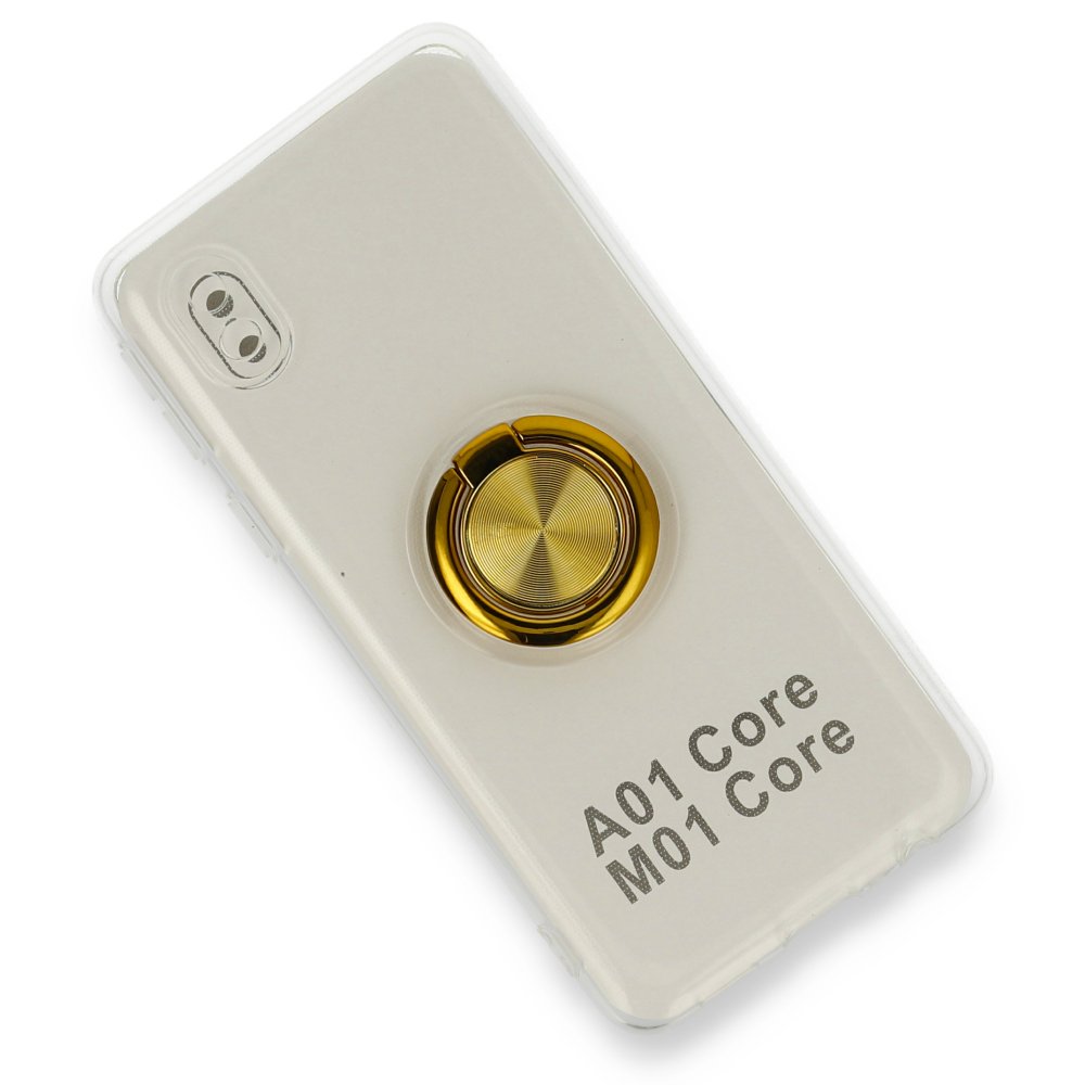  Samsung Galaxy A01 Core Kılıf Gros Yüzüklü Silikon - Gold