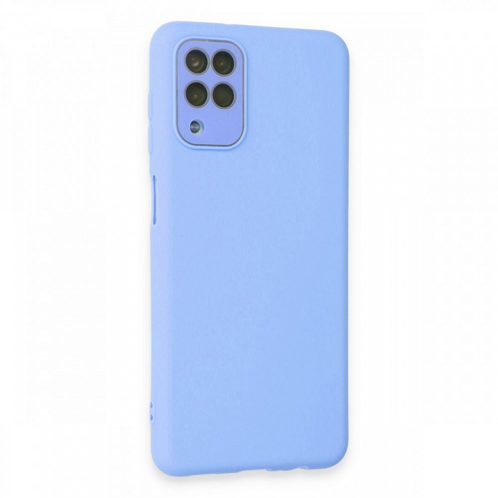  Samsung Galaxy M32 Kılıf Lansman Glass Kapak - Mavi