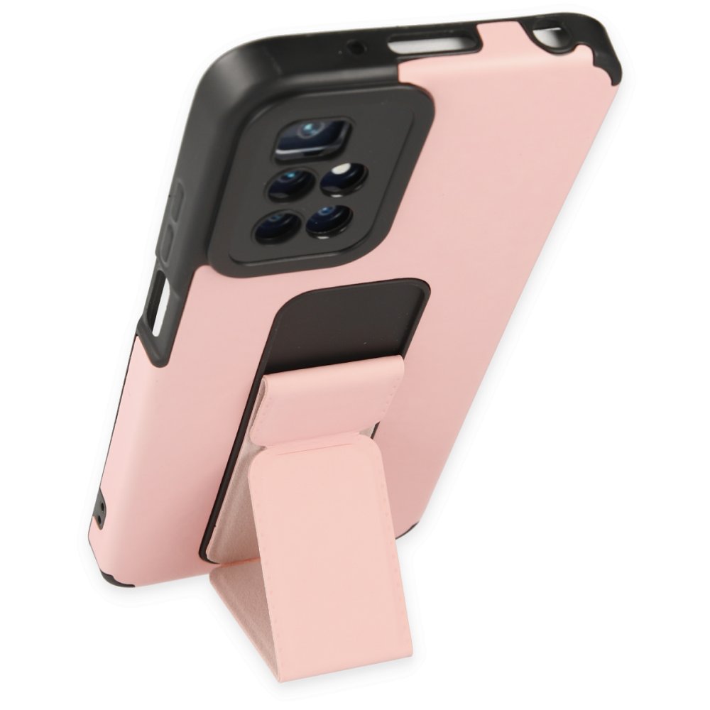 Redmi 10 2022 Kılıf Mega Standlı Silikon - Pudra