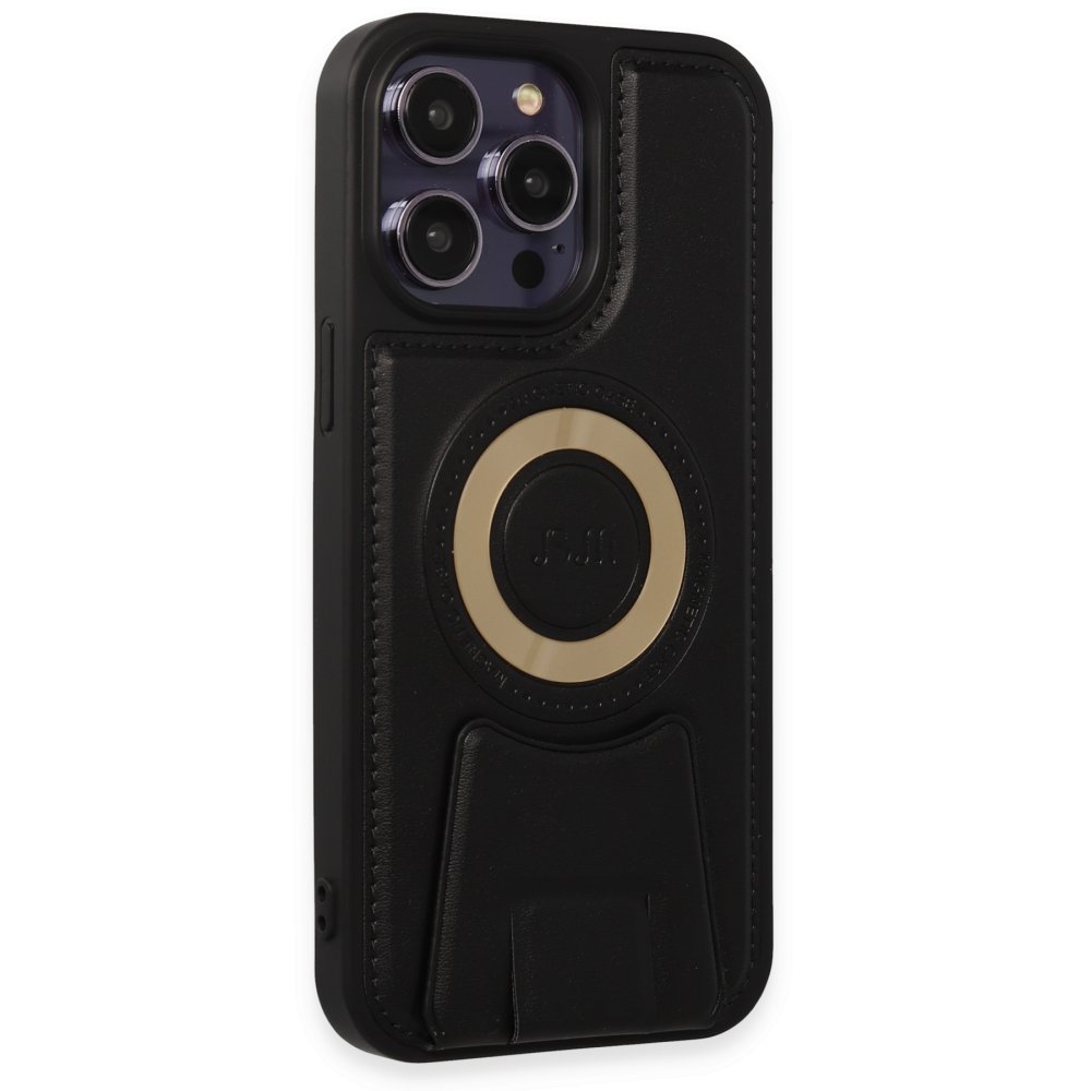  iPhone 14 Pro Kılıf Merkür Magneticsafe Standlı Kapak - Siyah
