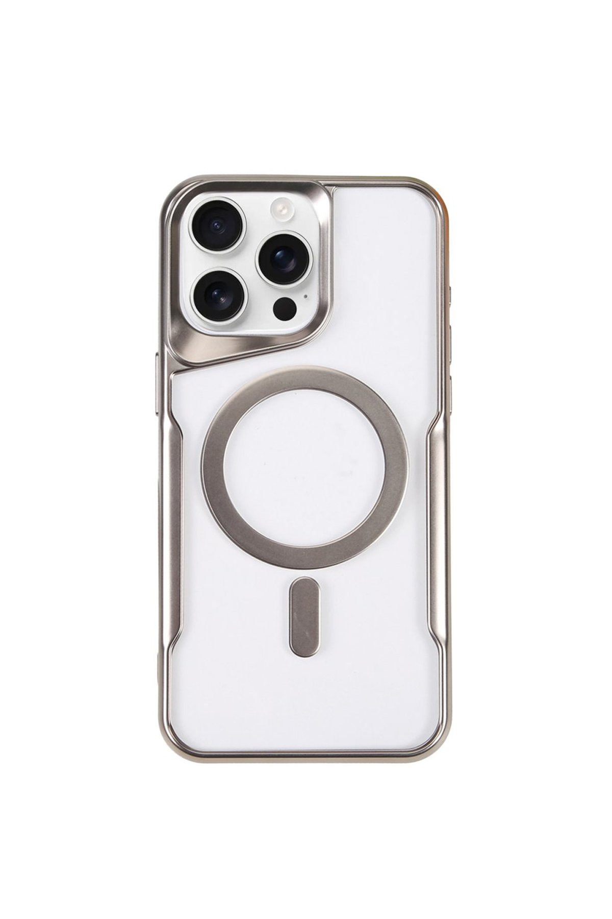  iPhone 15 Pro Max Kılıf Boyi Magsafe Silikon Kapak - Gümüş