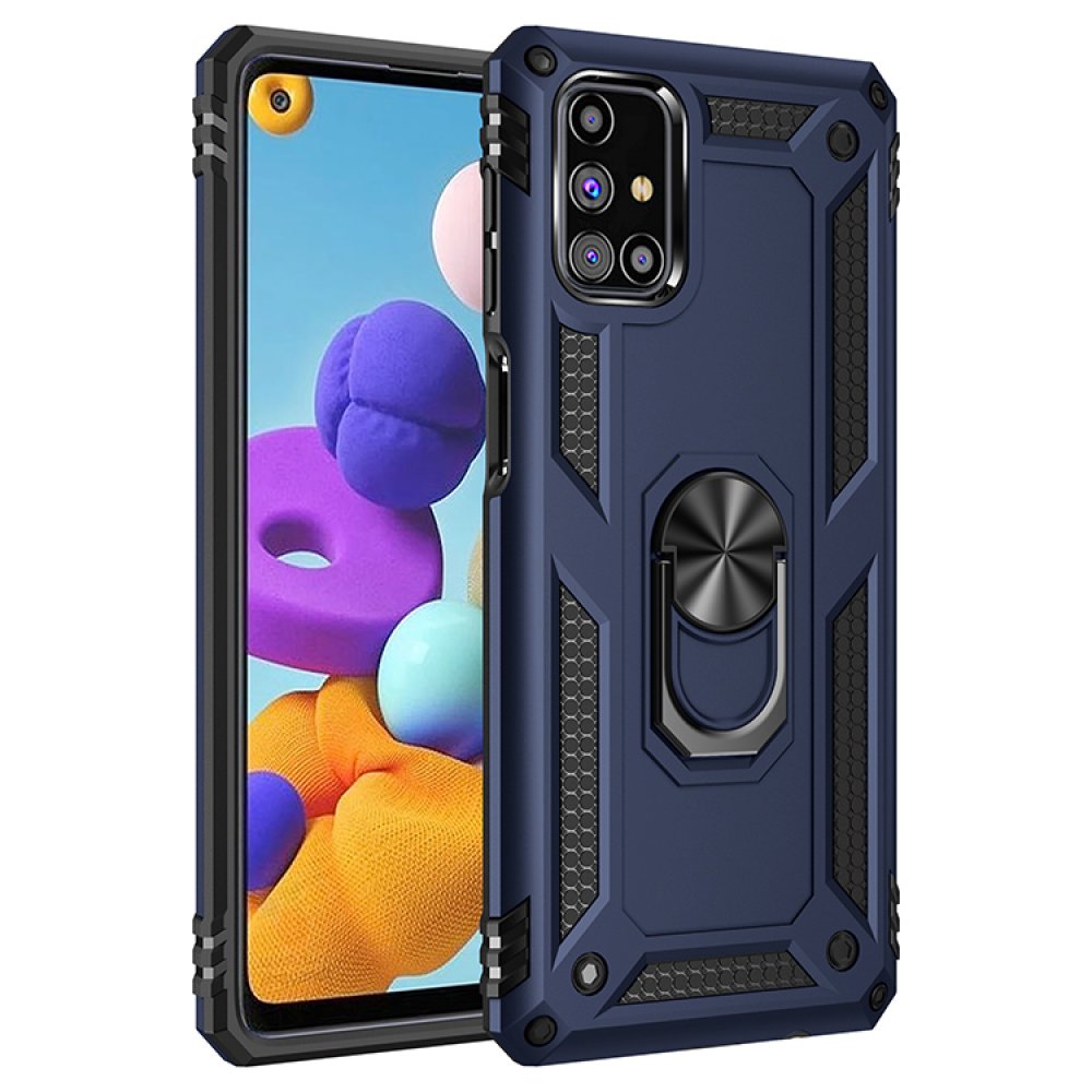  Samsung Galaxy M51 Kılıf Sofya Yüzüklü Silikon Kapak - Lacivert
