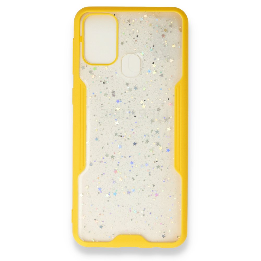  Samsung Galaxy M31 Kılıf Platin Simli Silikon - Sarı