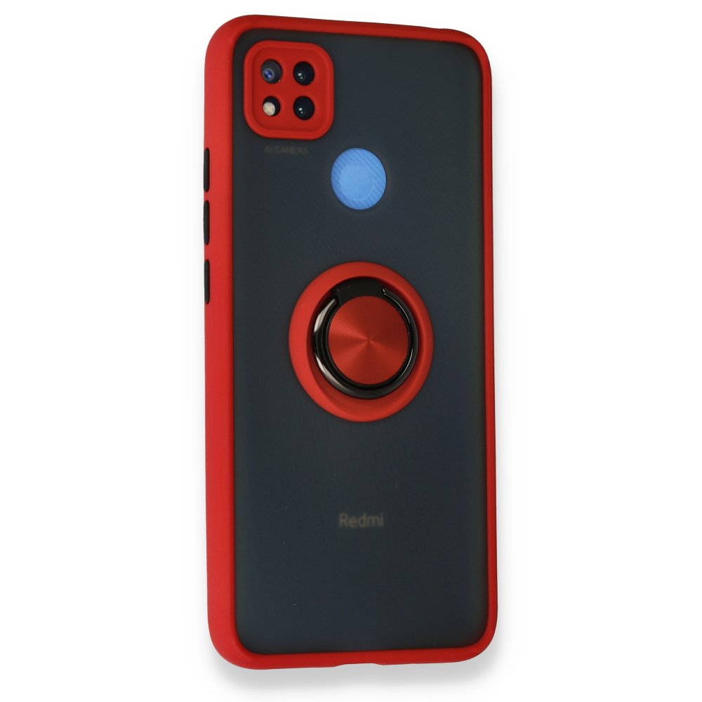 Redmi 9C Kılıf Montreal Yüzüklü Silikon Kapak - Kırmızı