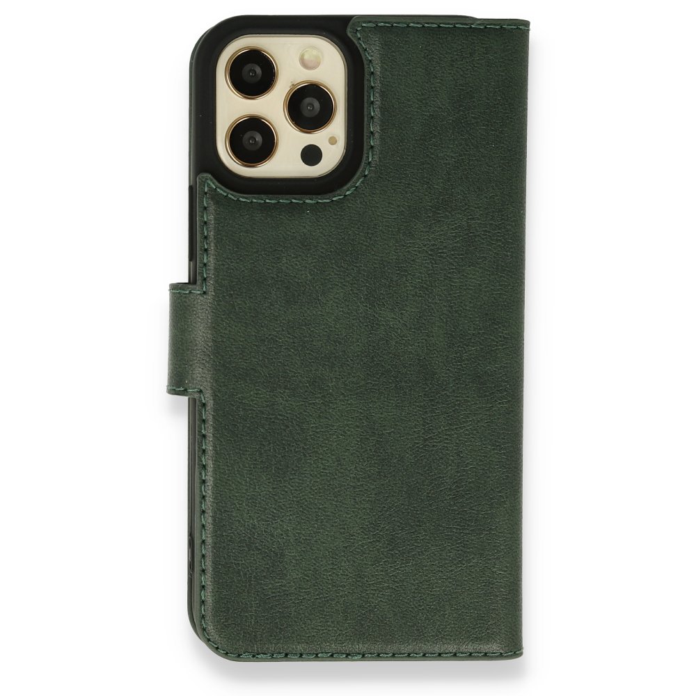  iPhone 12 Pro Kılıf Trend S Plus Kapaklı Kılıf - Yeşil