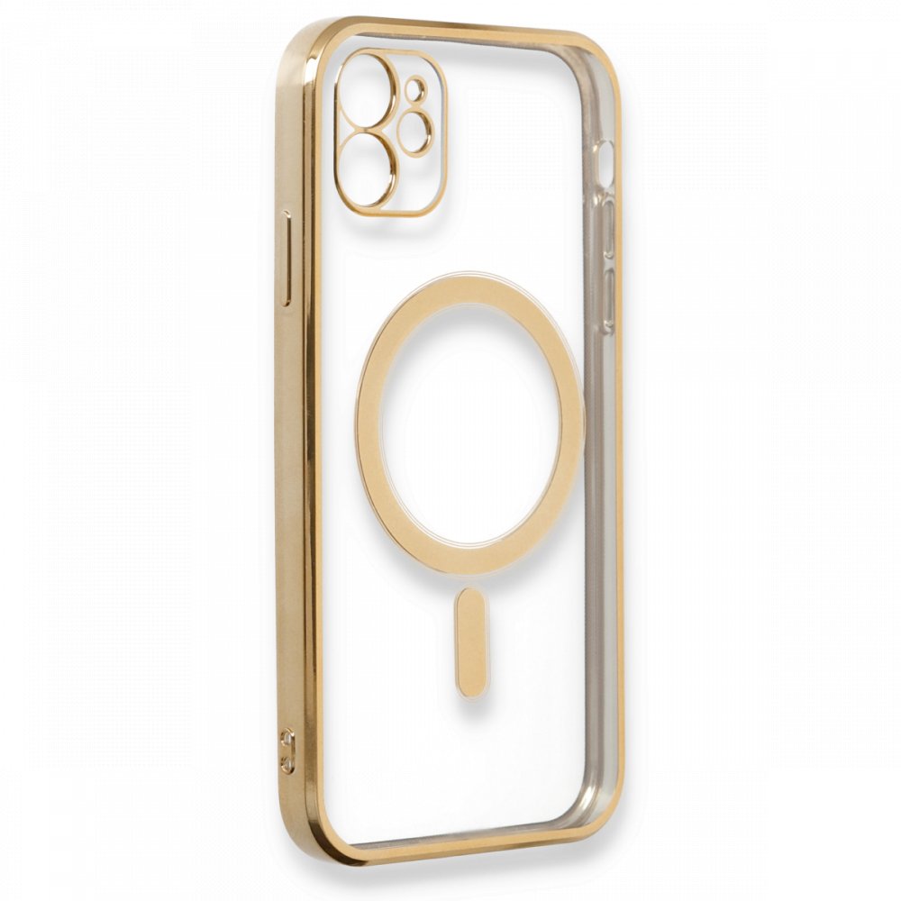 iPhone 12 Kılıf Magneticsafe Lazer Silikon - Gold iPhone 12 Kılıf Magneticsafe Lazer Silikon - Gold