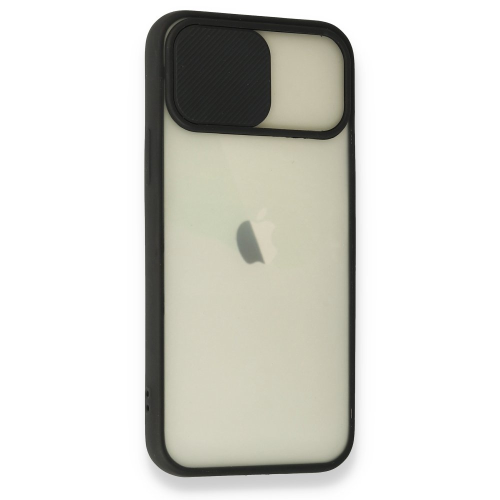  iPhone 12 Kılıf Palm Buzlu Kamera Sürgülü Silikon - Siyah