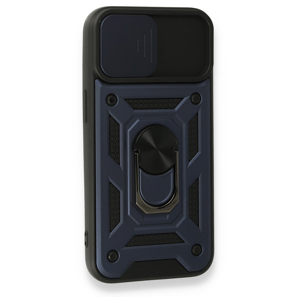  iPhone 13 Kılıf Pars Lens Yüzüklü Silikon - Lacivert