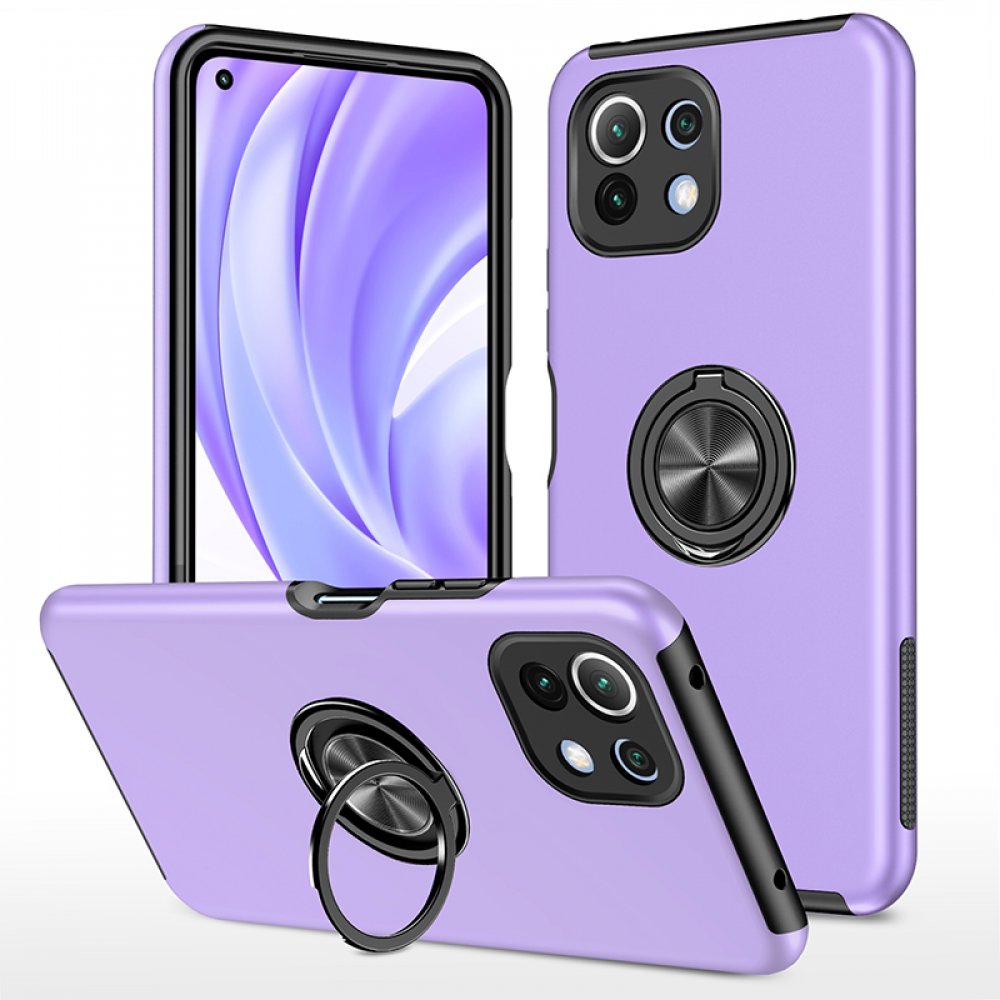  Xiaomi Mİ 11 Lite Kılıf Elit Yüzüklü Kapak - Mor