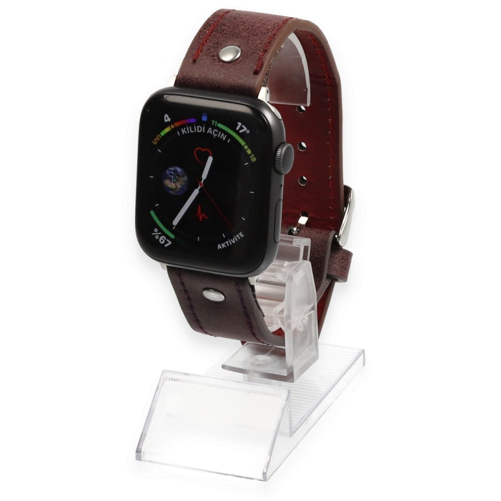  Apple Watch 42mm NL18 Deri Kordon - Derin Mor