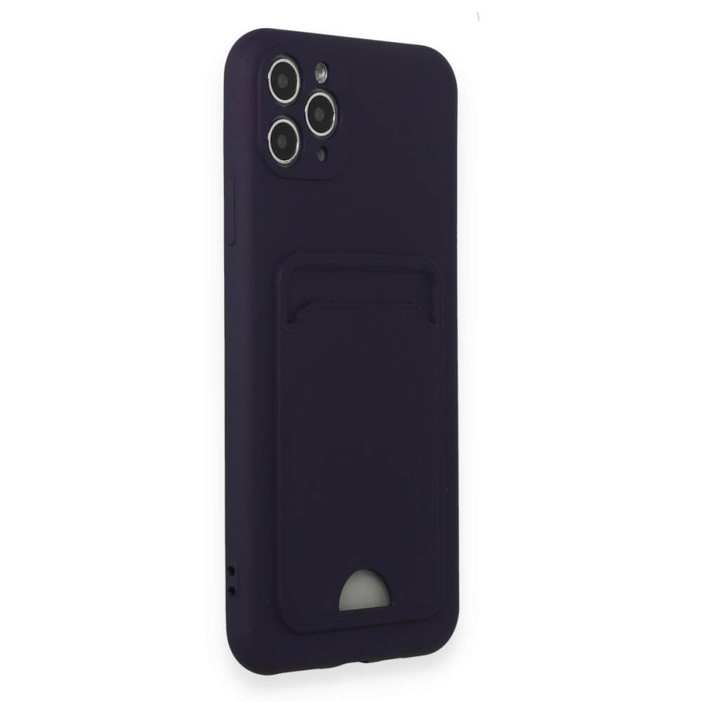  iPhone 11 Pro Max Kılıf Kelvin Kartvizitli Silikon - Derin Mor