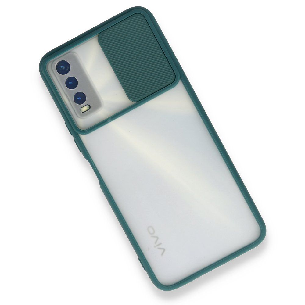  Vivo Y11S Kılıf Palm Buzlu Kamera Sürgülü Silikon - Yeşil