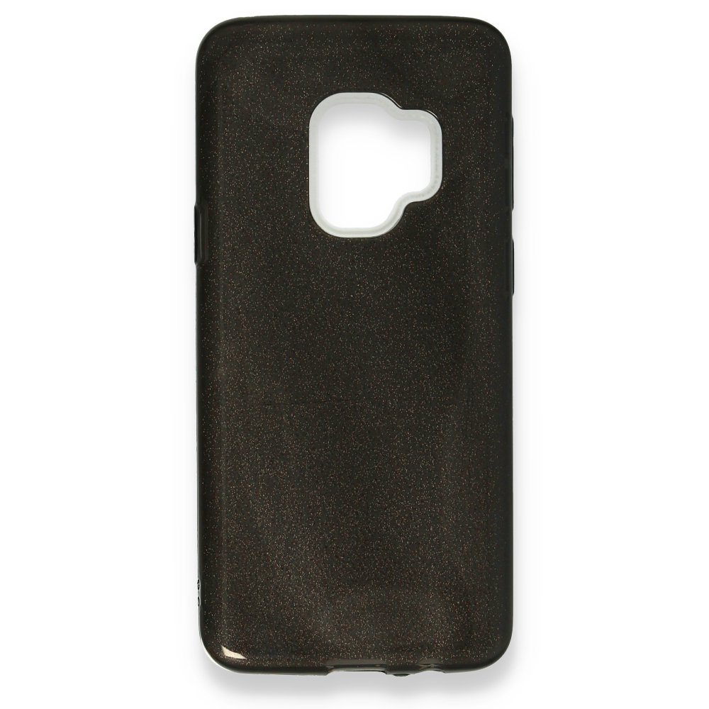  Samsung Galaxy S9 Kılıf Simli Katmanlı Silikon - Siyah