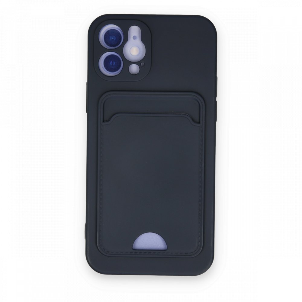  iPhone 12 Kılıf Kelvin Kartvizitli Silikon - Lacivert