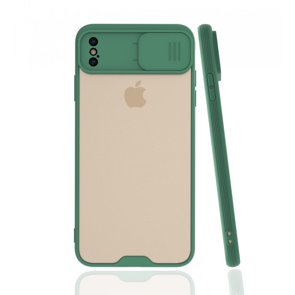  iPhone XS Max Kılıf Platin Kamera Koruma Silikon - Yeşil
