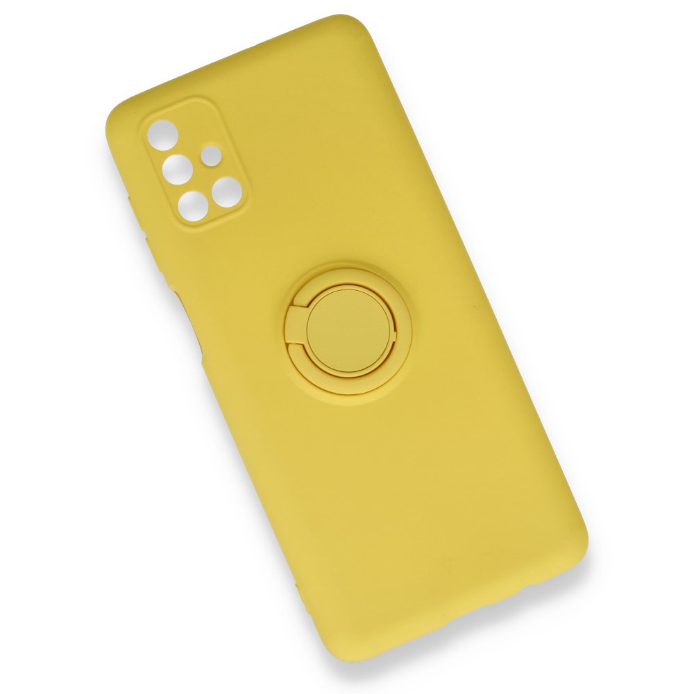  Samsung Galaxy M51 Kılıf Viktor Yüzüklü Silikon - Sarı