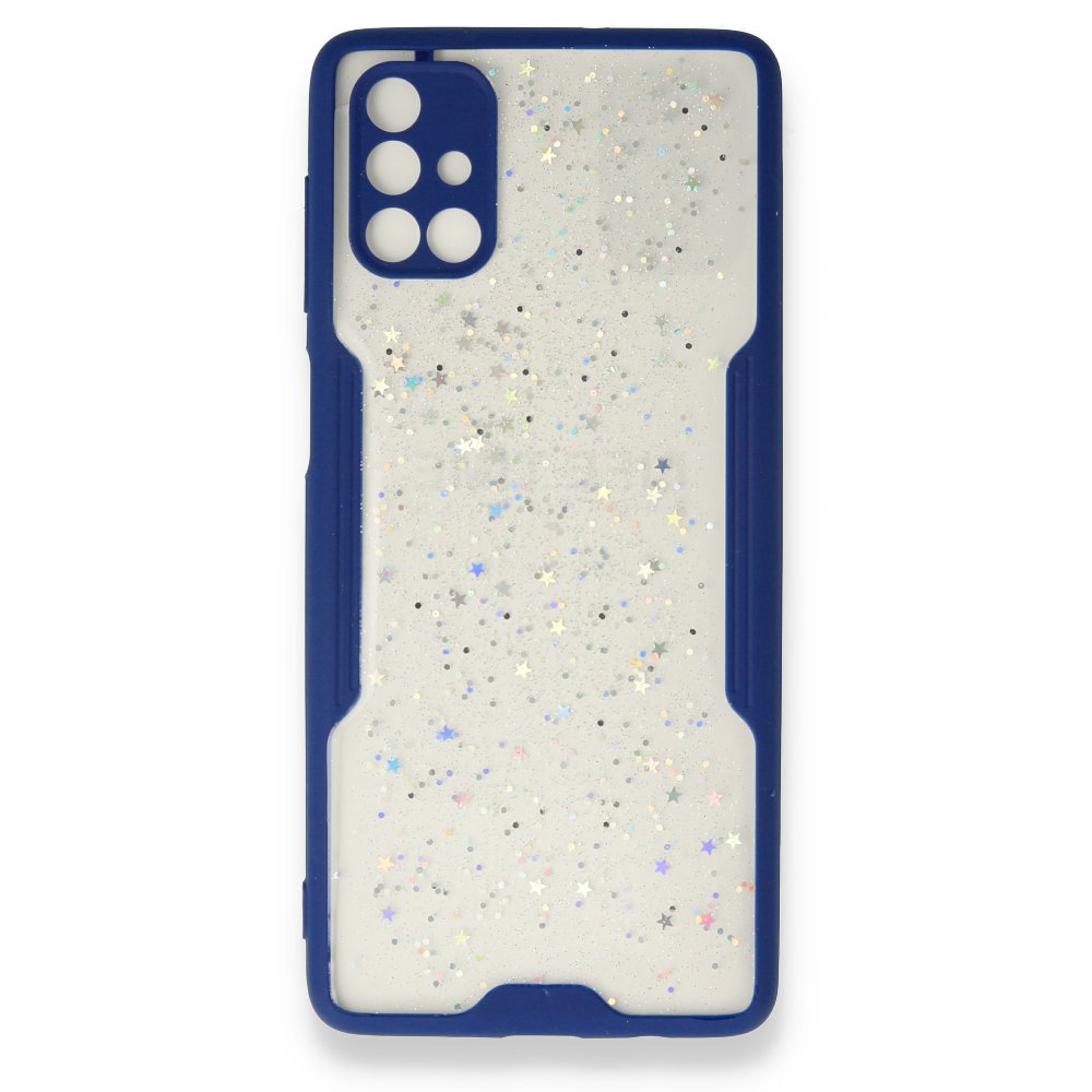  Samsung Galaxy M51 Kılıf Platin Simli Silikon - Lacivert