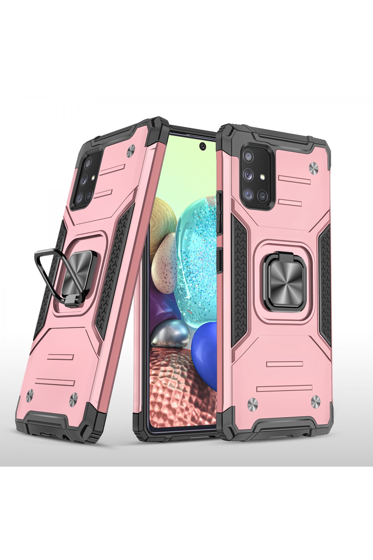 Samsung Galaxy A71 Kılıf Zegna Yüzüklü Silikon Kapak - Rose Samsung Galaxy A71 Kılıf Zegna Yüzüklü Silikon Kapak - Rose
