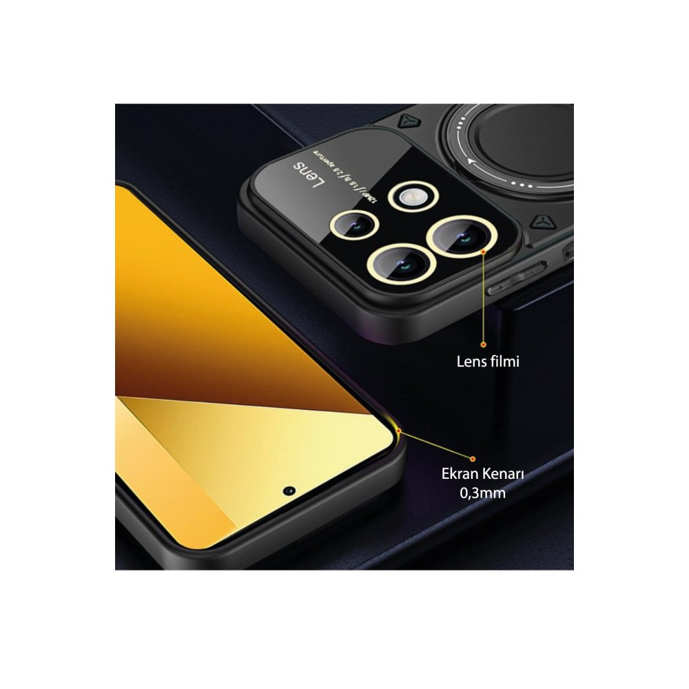 Xiaomi Poco M6 Pro 4G Kılıf Joy Lens Standlı Kapak - Siyah Xiaomi Poco M6 Pro 4G Kılıf Joy Lens Standlı Kapak - Siyah