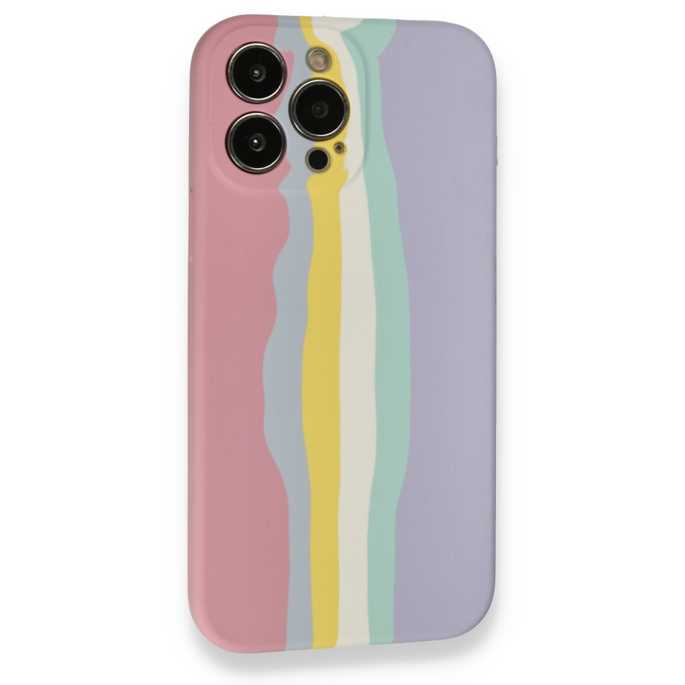  iPhone 13 Pro Kılıf Ebruli Lansman Silikon - Pembe-Lila