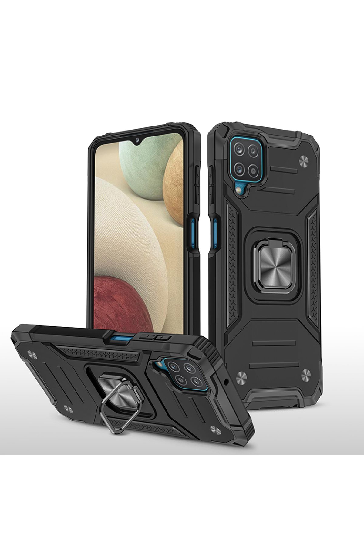  Samsung Galaxy A22 Kılıf Zegna Yüzüklü Silikon Kapak - Siyah