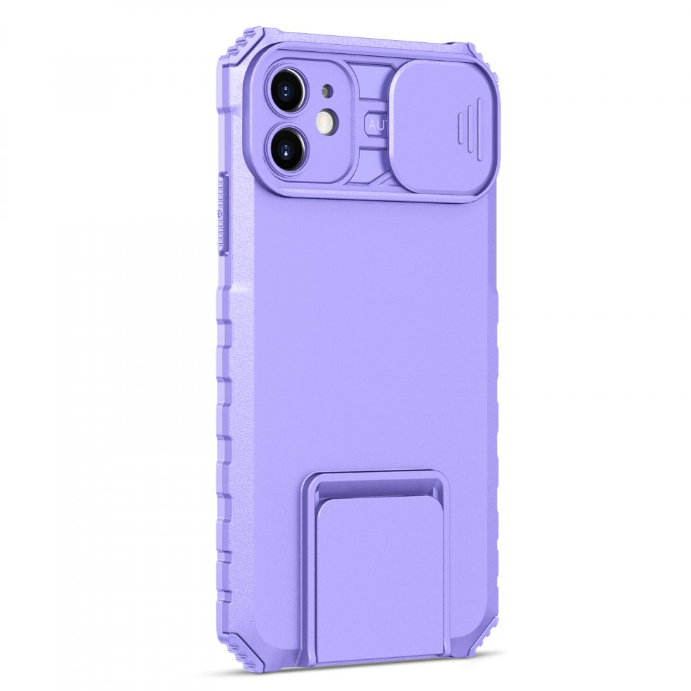  iPhone 11 Kılıf Walker Standlı Kapak - Lila
