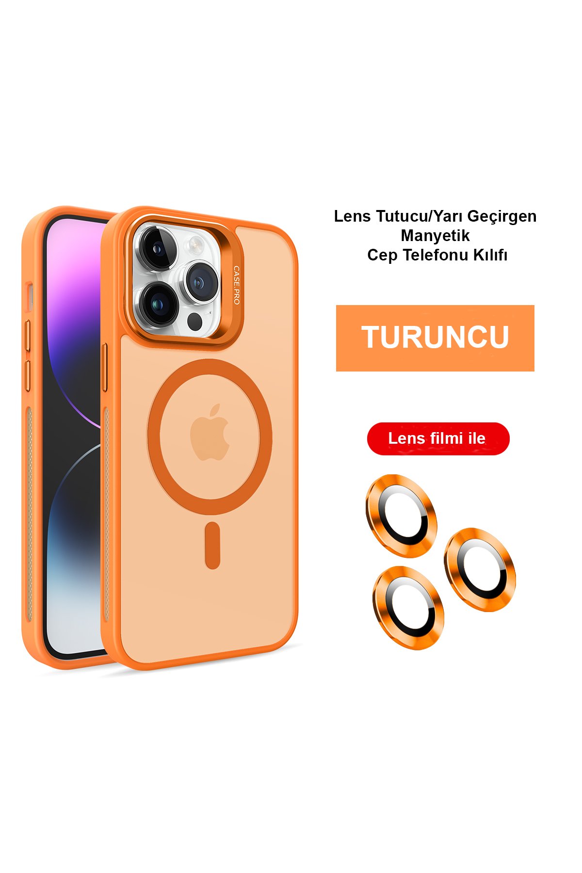 Joko iPhone 14 Pro Max Kılıf Flet Lens Magsafe Kapak - Turuncu Joko iPhone 14 Pro Max Kılıf Flet Lens Magsafe Kapak - Turuncu