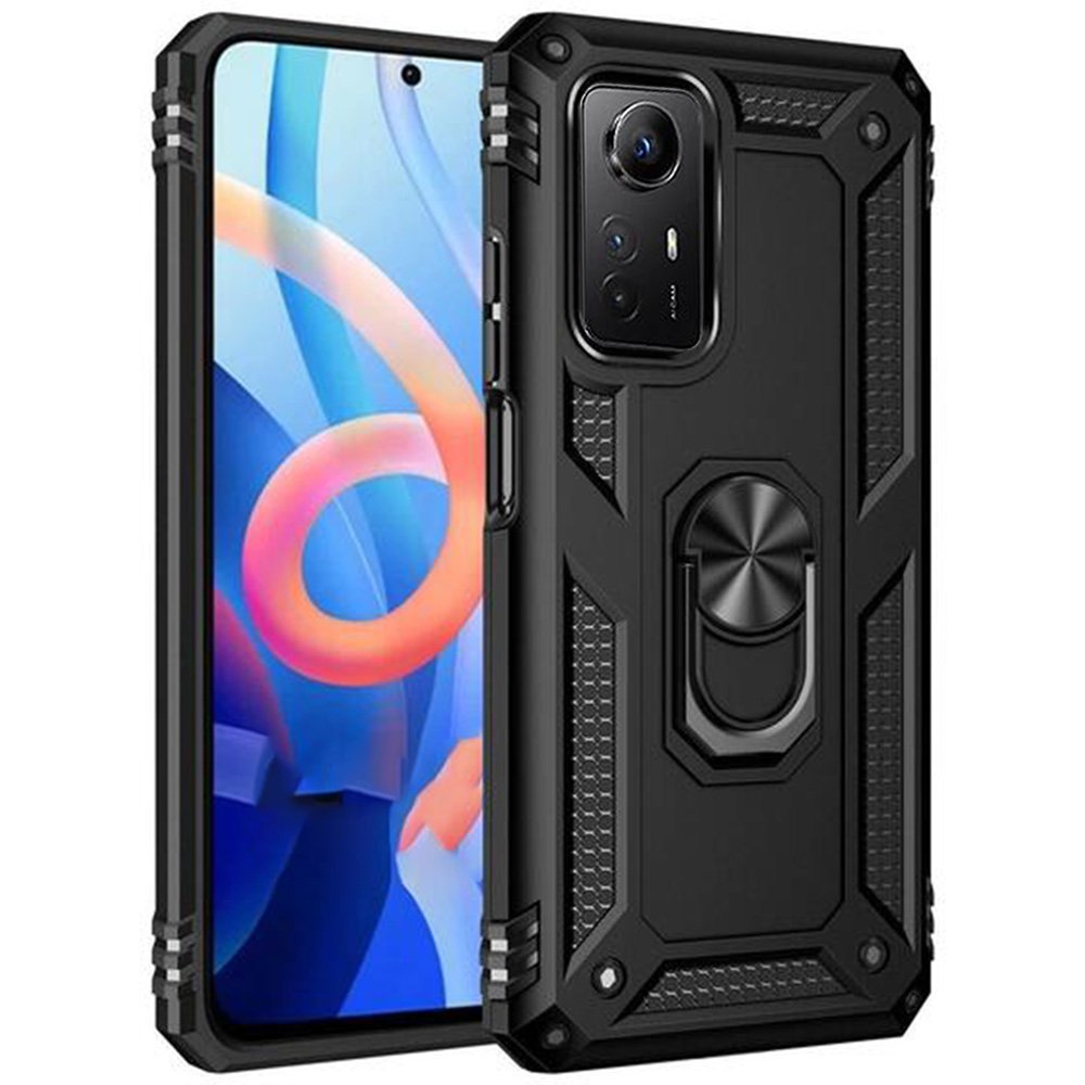 Redmi Note 12S Kılıf Sofya Yüzüklü Silikon Kapak - Siyah