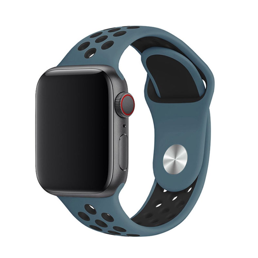  Apple Watch 41mm Spor Delikli Kordon - Petrol Mavisi-Siyah