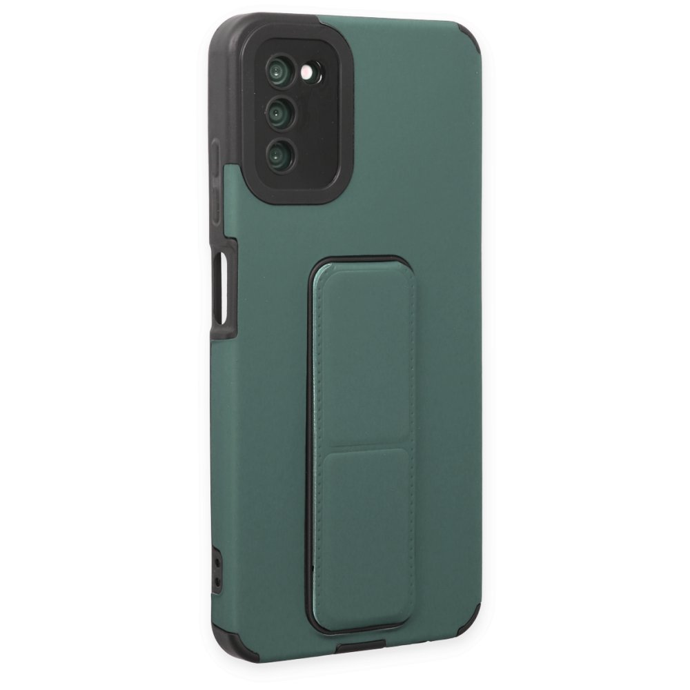  Samsung Galaxy A03S Kılıf Mega Standlı Silikon - Yeşil