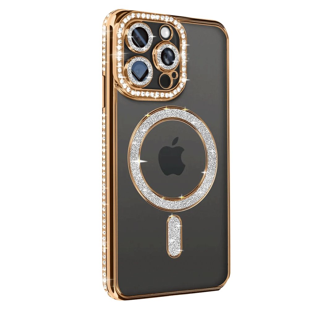  iPhone 15 Pro Kılıf Joke Simli Magneticsafe Kılıf - Gold