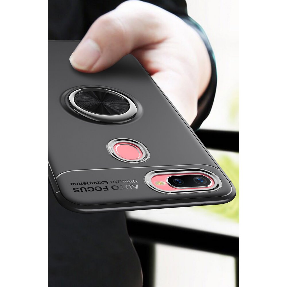 Oppo AX7 Kılıf Range Yüzüklü Silikon - Siyah  Oppo AX7 Kılıf Range Yüzüklü Silikon - Siyah